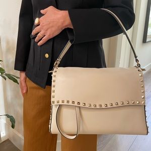 Valentino Rock Studded Top Handle Bag - Ivory